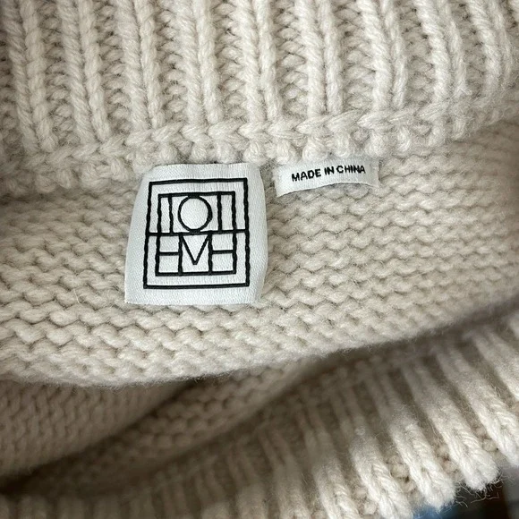 Toteme Merino Wool Chunky Mock Neck Sweater Womens L Minimalist Quiet Luxury - Picture 7 of 8
